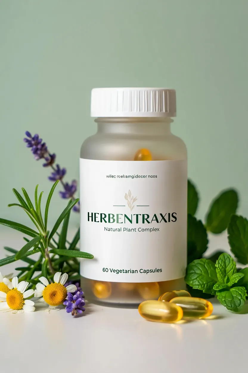 Herbentraxis natural plant complex supplement bottle with herbal ingredients